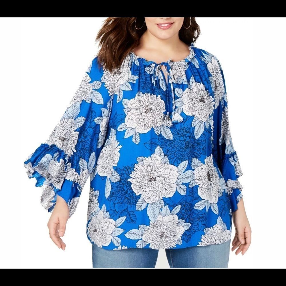 *John Paul Richard* Size 3X Floral Bell Sleeve Top